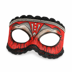 Antifaz de diabla rojo artesanal hecho a mano para Halloween y Carnaval