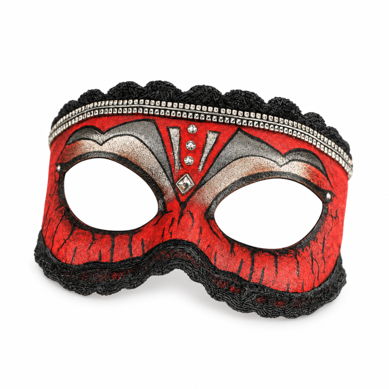Antifaz de diabla rojo artesanal hecho a mano para Halloween y Carnaval