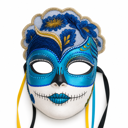 Máscara de Catrina artesanal hecha a mano para el Día de los Muertos y Halloween